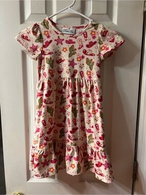Rare Too Girls’ Western Cowgirl Print Tiered Dress – Size 6